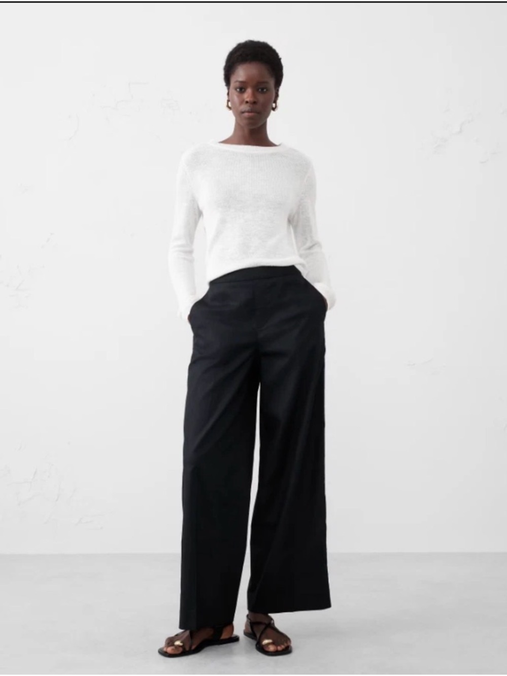 Banana Republic Hayden Wide Leg Linen Blend Pants M Black High Waist Minimalist